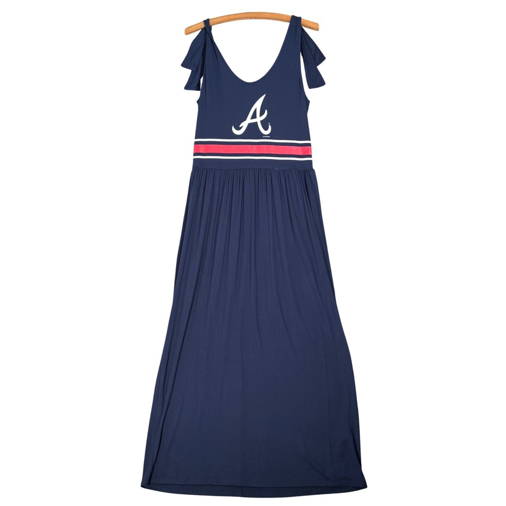G-III 4her Carl Banks Atlanta‎ Braves Maxi Dress Women's Size M Navy Blue MLB